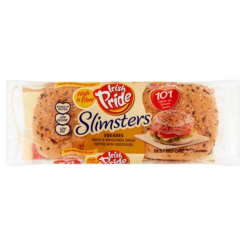 Irish Pride Slimsters Squares White & Wholemeal Bread Topped with Multiseeds 164g