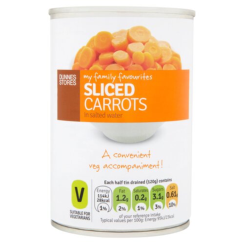 Dunnes Stores My Family Favourites Sliced Carrots in Salted Water 400g