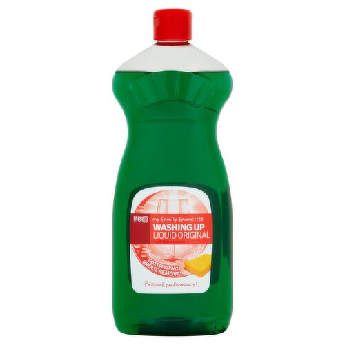 Original Washing Up Liquid<br/><br/><b>Further Description</b><br/>Emergency information - www.detergentingredients.com<br/>
00353 1 834 2255<br/><br/><b>Features</b><br/>Long lasting bubbles<br/>Outstanding grease removal<br/>Brilliant performance!<br/><br/><b>Pack Size</b><br/>1Litre ℮<br/><br/><br/><b>Ingredients</b><br/>Anionic Surfactants (5-15%)<br/>Amphoteric Surfactants (<5%)<br/>Non-Ionic Surfactants (<5%)<br/>Parfum<br/>Limonene<br/>Preservative: 1,2-Benzisothiazolin-3-One and 2-Methyl-2H-Isothiazol-3-One<br/><br/><b>Safety Warning</b><br/>WARNING<br/>
Causes serious eye irritation.<br/>
IF IN EYES: Rinse cautiously with water for several minutes. Remove contact lenses, if present and easy to do. Continue rinsing.<br/>
If eye irritation persists: Get medical advice/attention.<br/>
Keep out of the reach of children.<br/>
Dispose of contents/container to appropriate local waste system.<br/>
<br/>
KEEP AWAY FROM CHILDREN.<br/><br/><b>Storage Type</b><br/>Ambient<br/><br/><b>Storage</b><br/>Store between 5°C and 30°C.<br/><br/><b>Storage Conditions</b><br/>Min Temp °C 5<br/>Max Temp °C 30<br/><br/><b>Preparation and Usage</b><br/>Directions for Use<br/>
Flip cap to open.<br/>
Use sparingly or add to warm water.<br/>
<br/>
Close cap after use.<br/><br/><b>Origin</b><br/>Produced in Co. Dublin<br/><br/><b>Company Name</b><br/>Dunnes Stores / Dunnes Stores (Bangor) Ltd.<br/><br/><b>Company Address</b><br/>Dunnes Stores,<br/>
46-50 South Great George's Street,<br/>
Dublin 2.<br/>
<br/>
Dunnes Stores (Bangor) Ltd.,<br/>
28 Hill Street,<br/>
Newry,<br/>
Co. Down,<br/>
BT34 1AR.<br/><br/><b>CLP Regulation</b><br/>Exclamation Point - Warning<br/><br/><b>Telephone Helpline</b><br/>00353 1 475 1111<br/><br/><b>Return To</b><br/>Dunnes Stores,<br/>
46-50 South Great George's Street,<br/>
Dublin 2.<br/>
<br/>
Dunnes Stores (Bangor) Ltd.,<br/>
28 Hill Street,<br/>
Newry,<br/>
Co. Down,<br/>
BT34 1AR.<br/>
Telephone: 00353 1 475 1111 (Not for Emergency Use)<br/><br/>