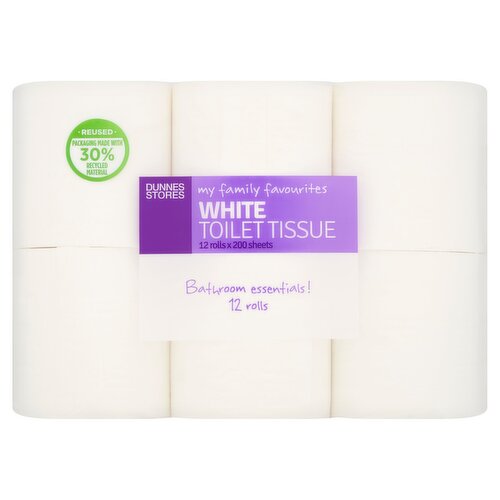 Dunnes Stores My Family Favourites White Toilet Tissue 12 Rolls x 200 Sheets