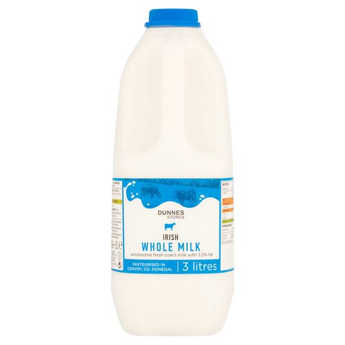 Dunnes Stores Irish Whole Milk 3L