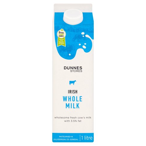 Dunnes Stores Irish Whole Milk 1 Litre