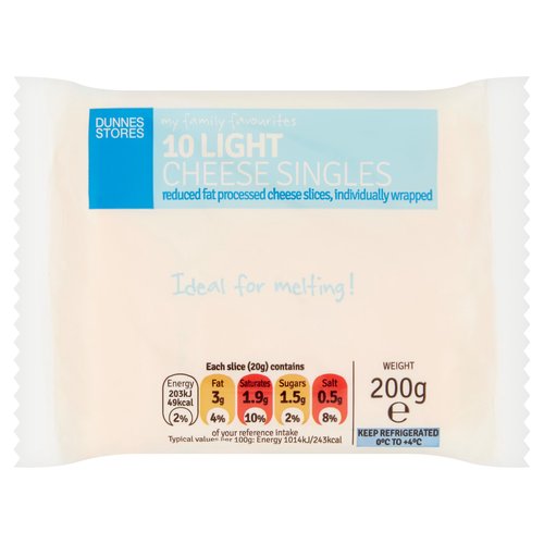 Dunnes Stores My Family Favourites 10 Light Cheese Singles 200g