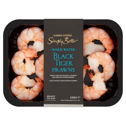 Dunnes Stores Simply Better Warm Water Black Tiger Prawns 125g