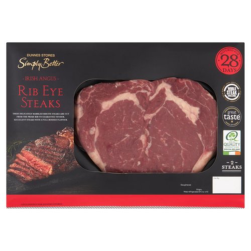 Dunnes Stores Simply Better 2 Irish Angus Rib Eye Steaks 450g