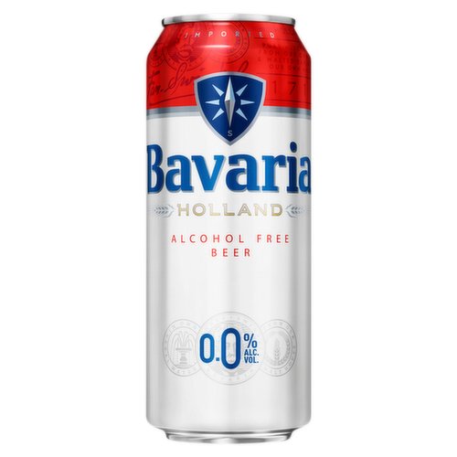 Non-alcoholic beer.<br/><br/><b>Features</b><br/>Premium 0.0% Dutch Pilsner<br/>Only 24 calories per 100ml<br/><br/><b>Pack Size</b><br/>500mL ℮<br/><br/><br/><b>Ingredients</b><br/>Natural Mineral Water<br/><span style='font-weight: bold;'>Barley Malt</span><br/>Glucose Syrup<br/>Hop Extract<br/>Flavouring<br/><br/><b>Storage Type</b><br/>Ambient<br/><br/><b>Storage</b><br/>Best before end: see base of can<br/><br/><b>Company Name</b><br/>Molson Coors Brewing Company (UK) Ltd<br/><br/><b>Company Address</b><br/>137 High Street,<br/>
Burton Upon Trent,<br/>
DE14 1JZ.<br/><br/><b>Telephone Helpline</b><br/>03457 112244<br/><br/><b>Web Address</b><br/>www.bavaria.com<br/><br/><b>Return To</b><br/>Molson Coors Brewing Company (UK) Ltd,<br/>
137 High Street,<br/>
Burton Upon Trent,<br/>
DE14 1JZ.<br/>
UK Consumer helpline: 03457 112244 (local rate)<br/>
www.bavaria.com<br/>