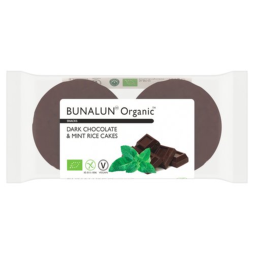 Bunalun Organic Snacks Dark Chocolate & Mint Rice Cakes 100g