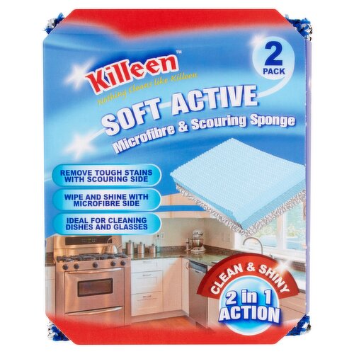 Killeen Soft Active Microfibre & Scouring Sponge 2 Pack