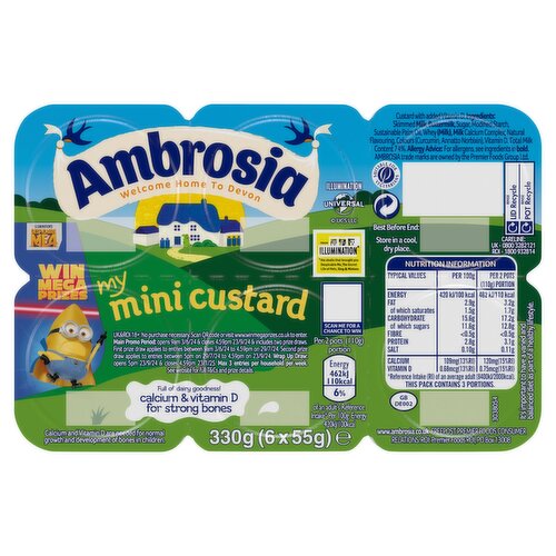 Ambrosia Ready To Eat My Mini Custard Pots 6 x 55g