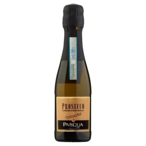 Spumante Extra Dry - Italian Sparkling Wine<br/><br/><b>Features</b><br/>Wine of Italy<br/><br/><b>Pack Size</b><br/>187ML ℮<br/><br/><b>General Alcohol Data</b><br/>Alcohol By Volume - 11<br/><br/><b>Storage Type</b><br/>Ambient<br/><br/>Country of Origin - Italy<br/><br/><b>Origin</b><br/>Product of Italy<br/><br/><b>Company Name</b><br/>Pasqua USA<br/><br/><b>Company Address</b><br/>Manhasset,<br/>
NY.<br/><br/><b>Return To</b><br/>Pasqua USA,<br/>
Manhasset,<br/>
NY.<br/><br/>