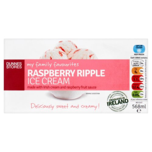 Dunnes Stores My Family Favourites Raspberry Ripple Ice Cream 568ml