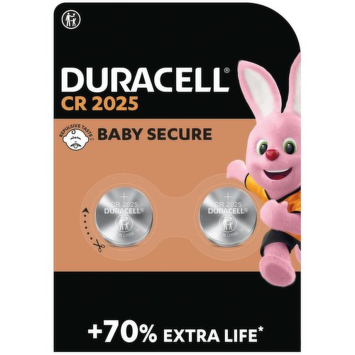 Duracell Specialty 2025 Lithium Coin Battery 3V, pack of 2 (DL2025/CR2025)