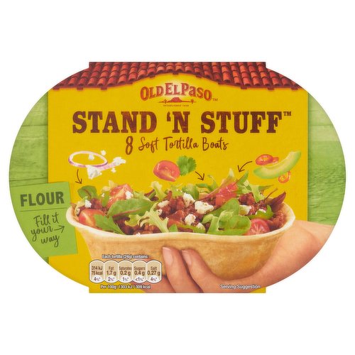 Old El Paso Stand 'N Stuff 8 Soft Tortilla Boats Flour 193g