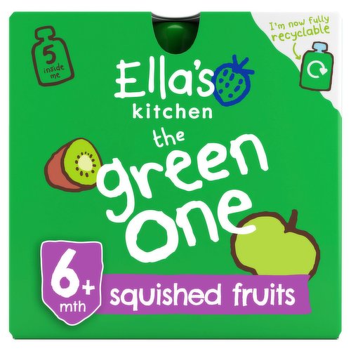 Ella's Kitchen Organic The Green One Smoothie Multipack Baby Food Pouch 6+ Months 5x90g