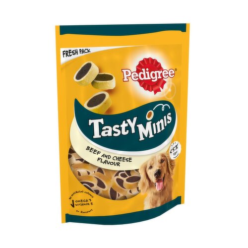 Pedigree Tasty Minis Adult Dog Treats Cheese & Beef Nibbles 140g