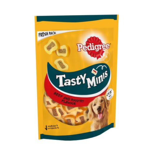 Pedigree Tasty Minis Adult Dog Treats Beef & Poultry Chewy Slices 155g