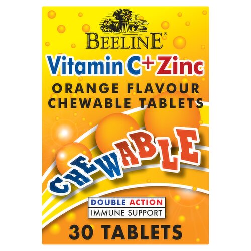 Beeline Vitamin C + Zinc Orange Flavour Chewable Tablets 30 Tablets