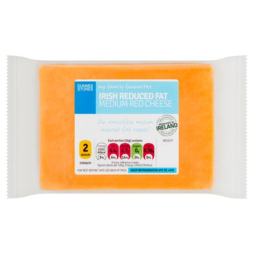 Dunnes Stores My Family Favourites Irish Reduced Fat Medium Red Cheese 400g