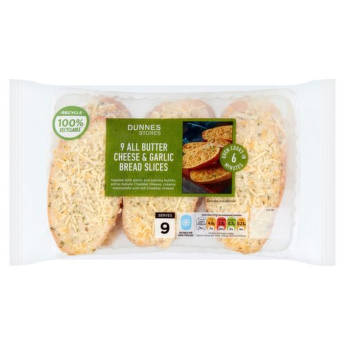 Dunnes Stores 9 All Butter Cheese & Garlic Bread Slices 280g
