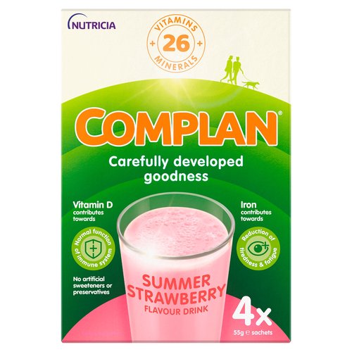 Complan Summer Strawberry Flavour Drink 4 x 55g