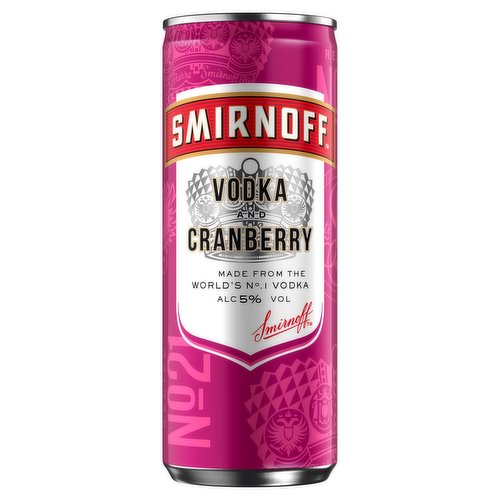 Smirnoff No.21 Vodka and Cranberry Ready to Drink Premix can 250ml