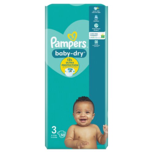 Pampers Baby-Dry Size 3, 50 Nappies, 6-10kg