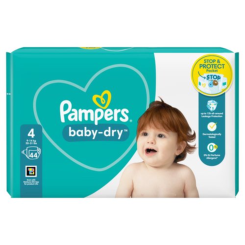 Pampers Baby-Dry Size 4, 44 Nappies, 9-14kg