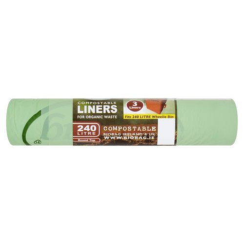 <b>Features</b><br/>For Organic Waste<br/>Fits 240 Litre wheelie bin<br/>Round top<br/><br/><b>Number of Units</b><br/>3<br/><br/><b>Storage Type</b><br/>Ambient<br/><br/><b>Web Address</b><br/>www.biobag.ie<br/><br/><b>Return To</b><br/>www.biobag.ie<br/><br/>