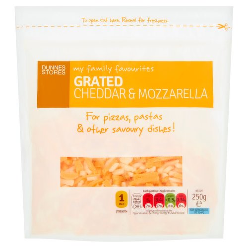 Dunnes Stores My Family Favourites Grated Cheddar & Mozzarella 250g