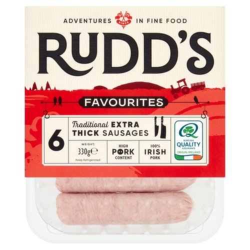 Rudd's Favourites 6 Traditional Extra Thick Sausages 330g