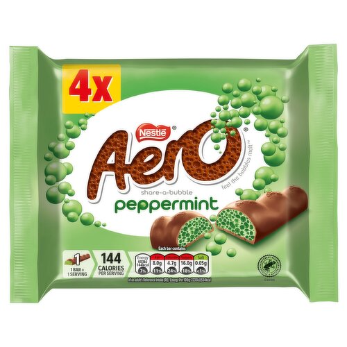 Aero Bubbly Peppermint Mint Chocolate Bar Multipack 27g 4 Pack