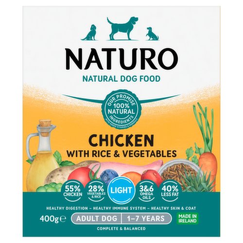 Naturo Natural Dog Food Chicken with Rice and Vegetables Adult Dog 1 to 7 Years 400g