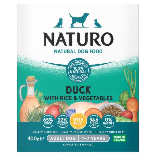 Naturo Natural Pet Food Duck with Rice and Vegetables Adult Dog 1 to 7 Years 400g