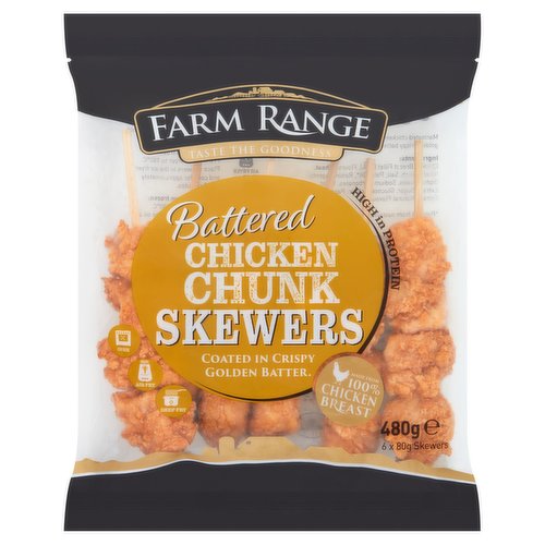 Farm Range Battered Chicken Chunk Skewers 6 x 80g (480g)