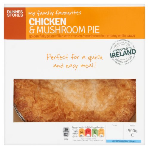 Dunnes Stores My Family Favourites Chicken & Mushroom Pie 500g