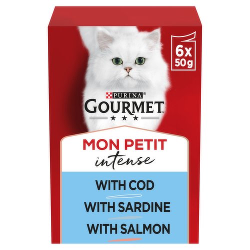 GOURMET Mon Petit Fish Variety Cod, Sardine, Salmon Wet Cat Food 6x50g