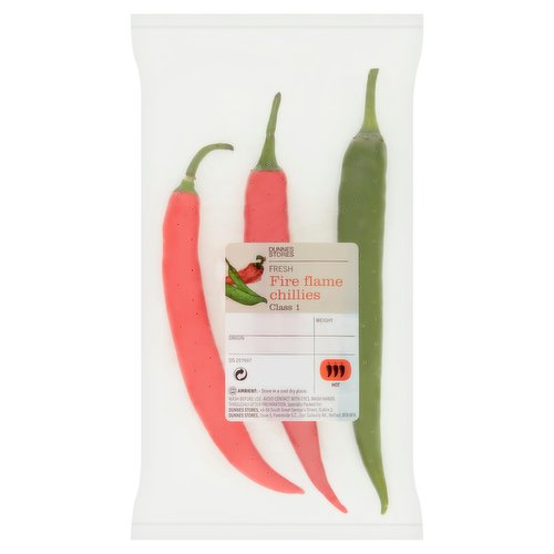 <b>Features</b><br/>Chilli rating - Hot - 3<br/><br/><b>Safety Warning</b><br/>AVOID CONTACT WITH EYES. WASH HANDS THROUGHLY AFTER PREPARATION.<br/><br/><b>Storage Type</b><br/>Ambient<br/><br/><b>Storage</b><br/>Store in a cool dry place.<br/><br/><b>Preparation and Usage</b><br/>Wash before use.<br/><br/><b>Company Name</b><br/>Dunnes Stores / Dunnes Stores (Bangor) Ltd.<br/><br/><b>Company Address</b><br/>Dunnes Stores,<br/>
46-50 South Great George's Street,<br/>
Dublin 2.<br/>
<br/>
Dunnes Stores (Bangor) Ltd.,<br/>
28 Hill Street,<br/>
Newry,<br/>
Co. Down,<br/>
BT34 1AR.<br/><br/><b>Return To</b><br/>Dunnes Stores,<br/>
46-50 South Great George's Street,<br/>
Dublin 2.<br/>
<br/>
Dunnes Stores (Bangor) Ltd.,<br/>
28 Hill Street,<br/>
Newry,<br/>
Co. Down,<br/>
BT34 1AR.<br/><br/>