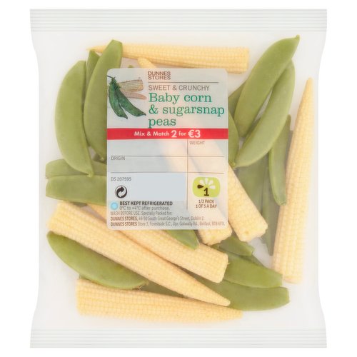 Dunnes Stores Baby Corn & Sugarsnap Peas 135g