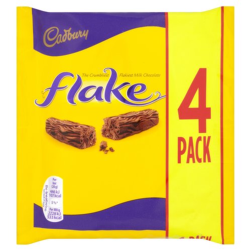 Detailed Product Information for Cadbury Flake Chocolate Bar 4 Pack 80g