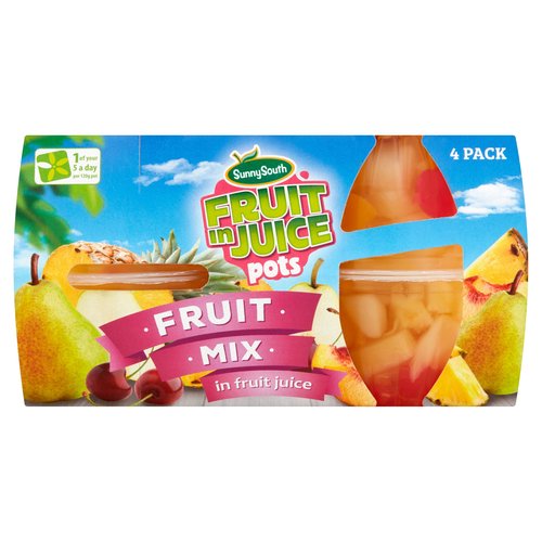 Sunny South Fruit in Juice Pots Fruit Mix in Fruit Juice 4 x 120g (480g)