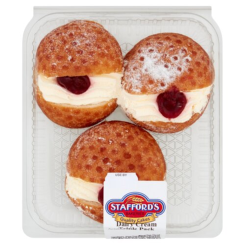 Stafford's Bakeries Dairy Cream Triple Pack Cream Doughnuts 210g