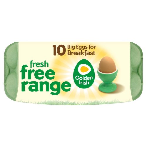 Golden Irish Fresh Free Range 10 Big Eggs for Breakfast 650g