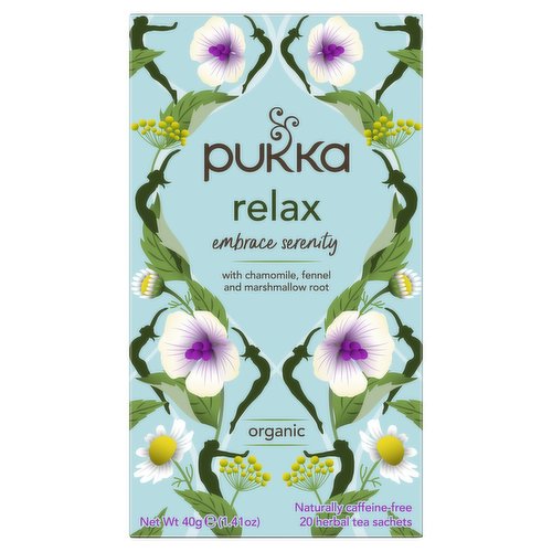 Pukka Relax Organic 20 Herbal Tea Sachets 40g