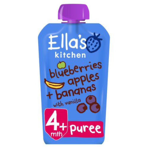 Ella's Kitchen Organic Blueberries, Apples, Bananas and Vanilla Baby Food Pouch 4+ Months 120g