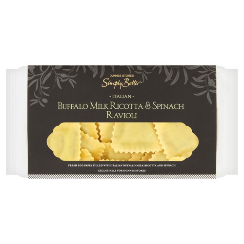 Dunnes Stores Simply Better Italian Buffalo Milk Ricotta & Spinach Ravioli 250g