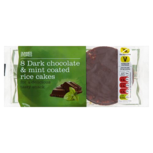 Dunnes Stores 8 Dark Chocolate & Mint Coated Rice Cakes 135g