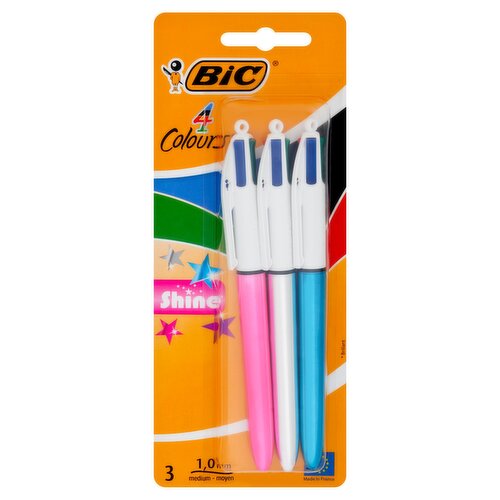 BIC 4 Colours Shine Ball Pens x3