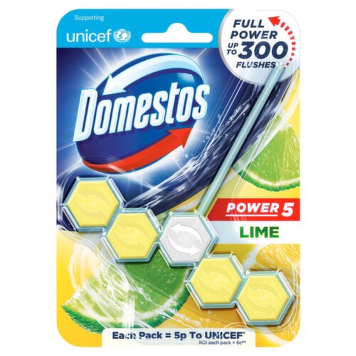 Domestos Power 5 Toilet Rim Block Lime 55 g 