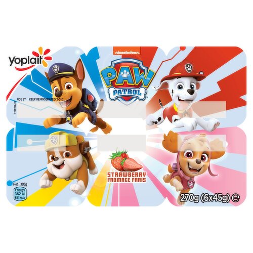 Paw Patrol Kids Strawberry Yoghurt Pots 6 x 45g