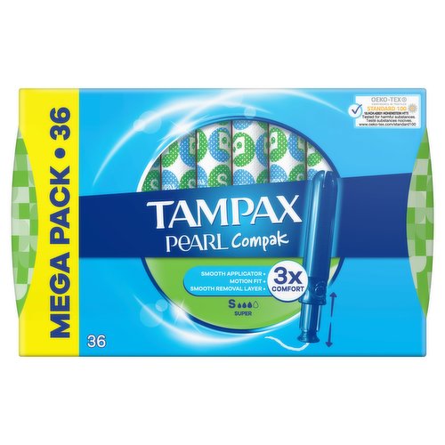 Tampax Pearl Compak Super Tampons With Applicator X 36